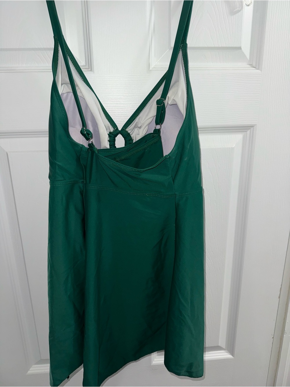Dark Green Plus Size Swim Top With Adjustable Straps and Built-In Bra - Picture 2 of 6